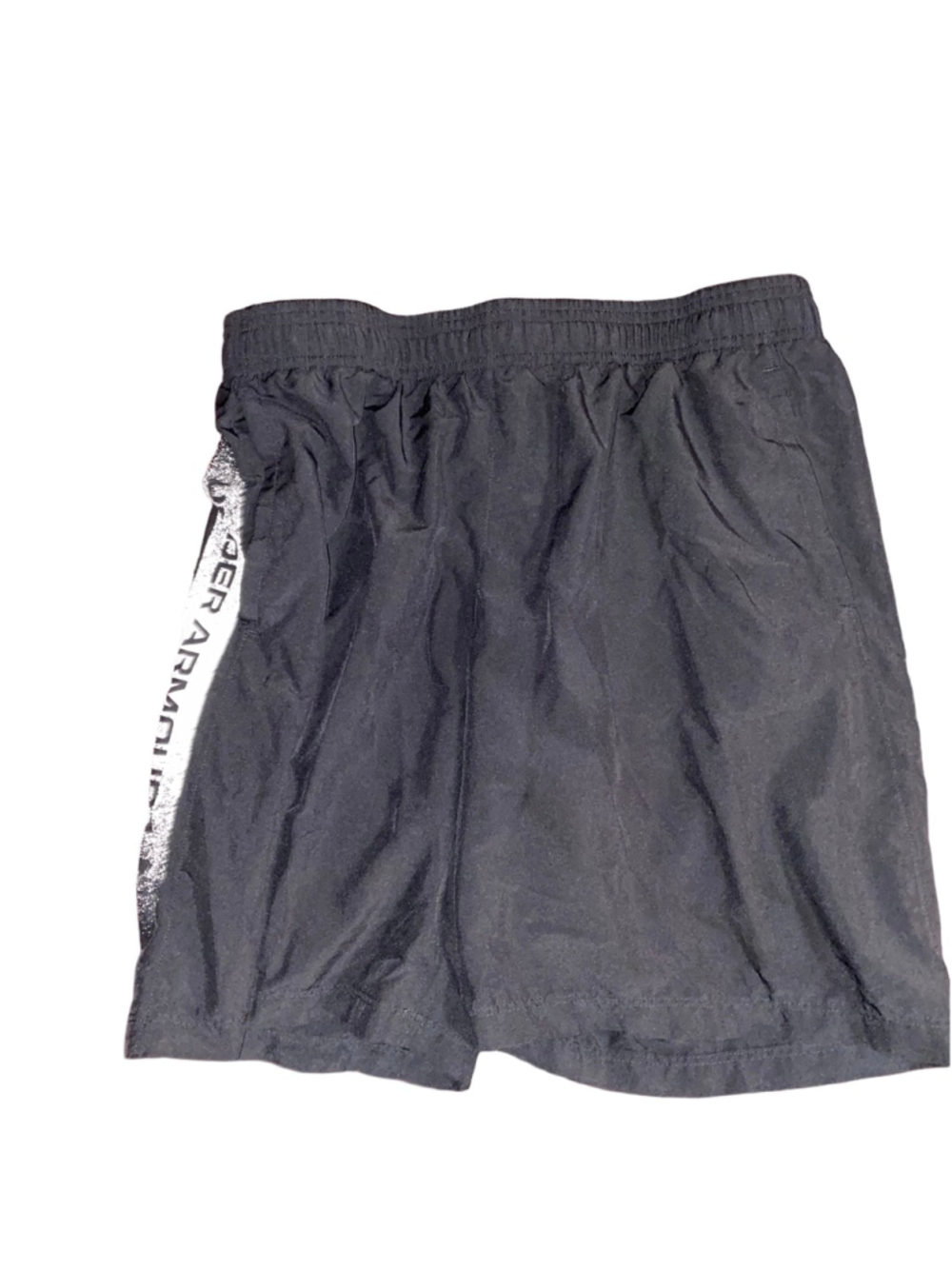 Boy’s Under Armour Black Lightweight Athletic Shorts with White Logo Size XL